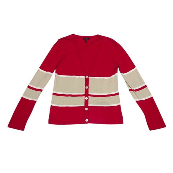 ESCADA Red Cream Cardigan Sweater Tank Top Bundle Long Sleeve Preppy Workwear - Picture 1 of 7